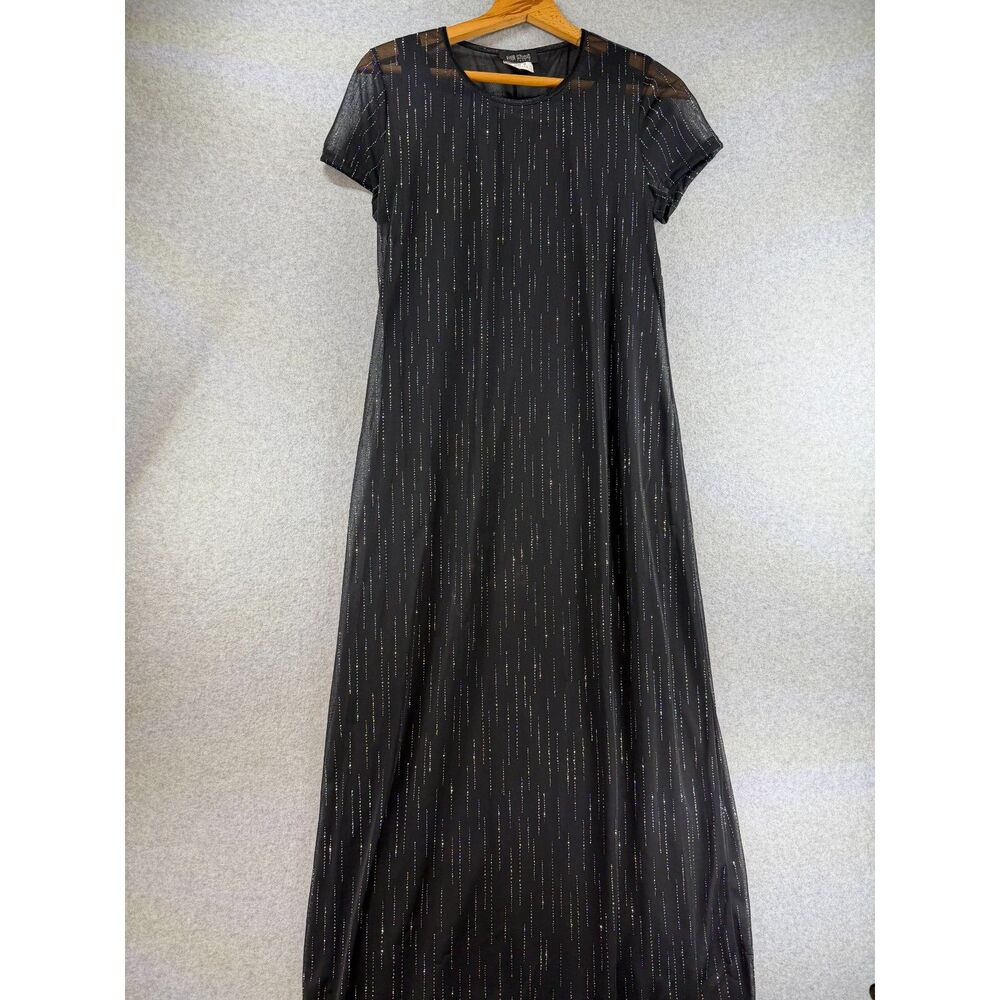 Vintage Byer Studio California Black Sparkle Maxi Dress Size 10 USA 3392